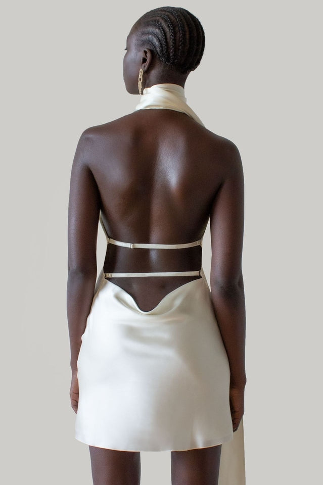Astrella Neck Wrap Midi A-Line Elbise