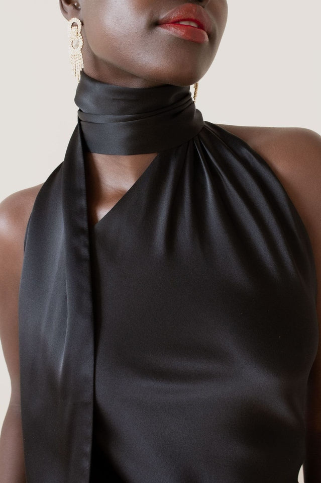 Astrella Neck Wrap Midi A-Line Elbise