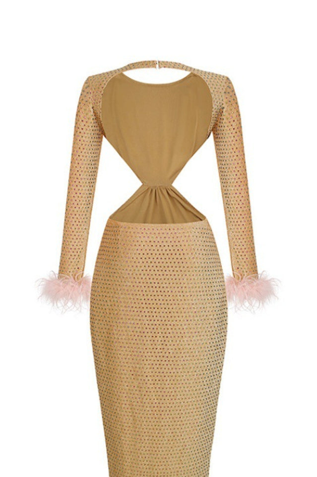 Gina Yellow Crystal Elbise