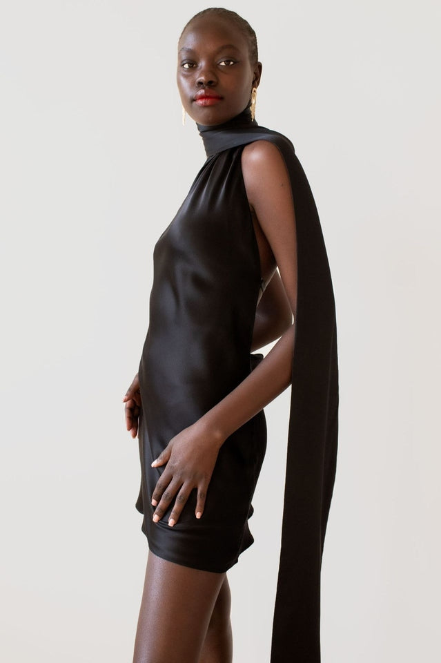Astrella Neck Wrap Midi A-Line Elbise