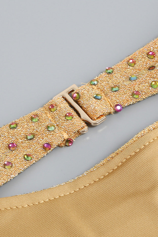 Gina Yellow Crystal Elbise