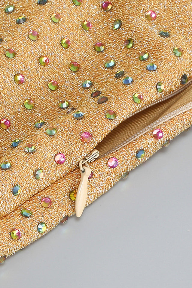 Gina Yellow Crystal Elbise