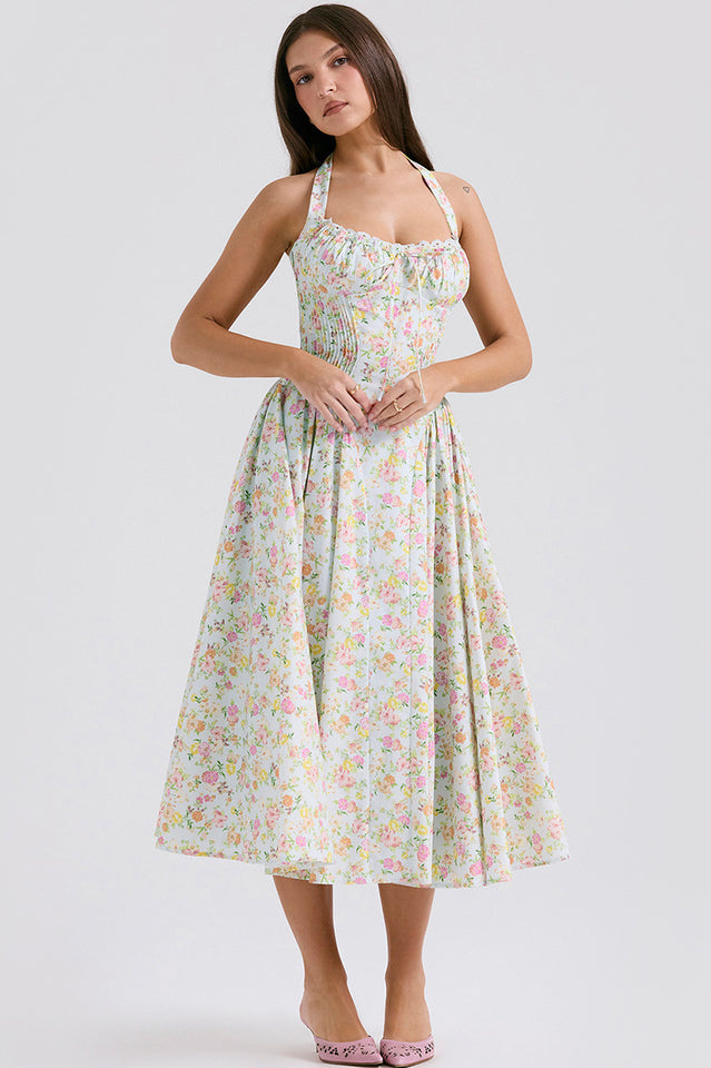 Adabella Cotton Halter Midi Elbise