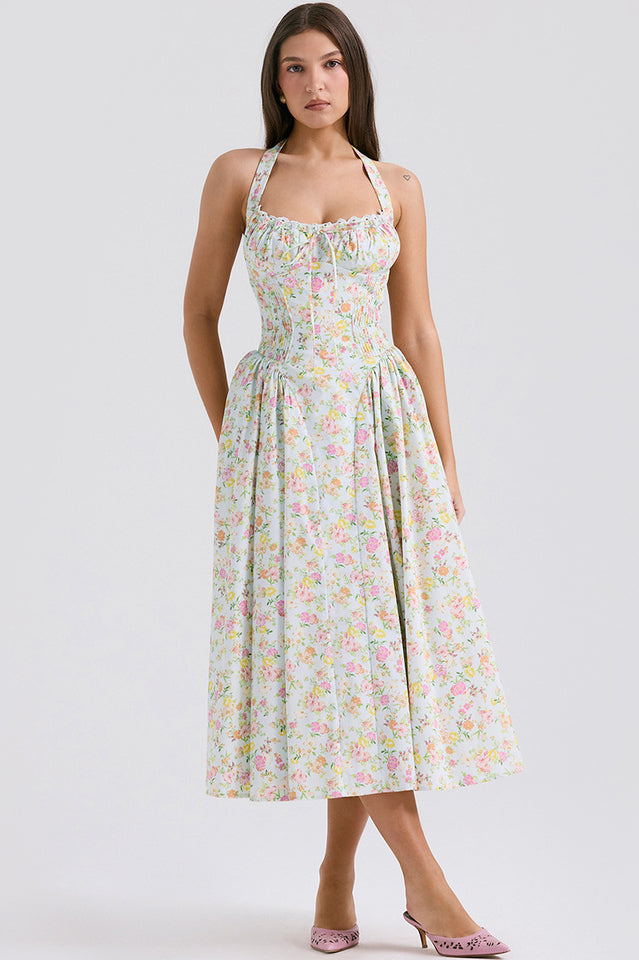 Adabella Cotton Halter Midi Elbise