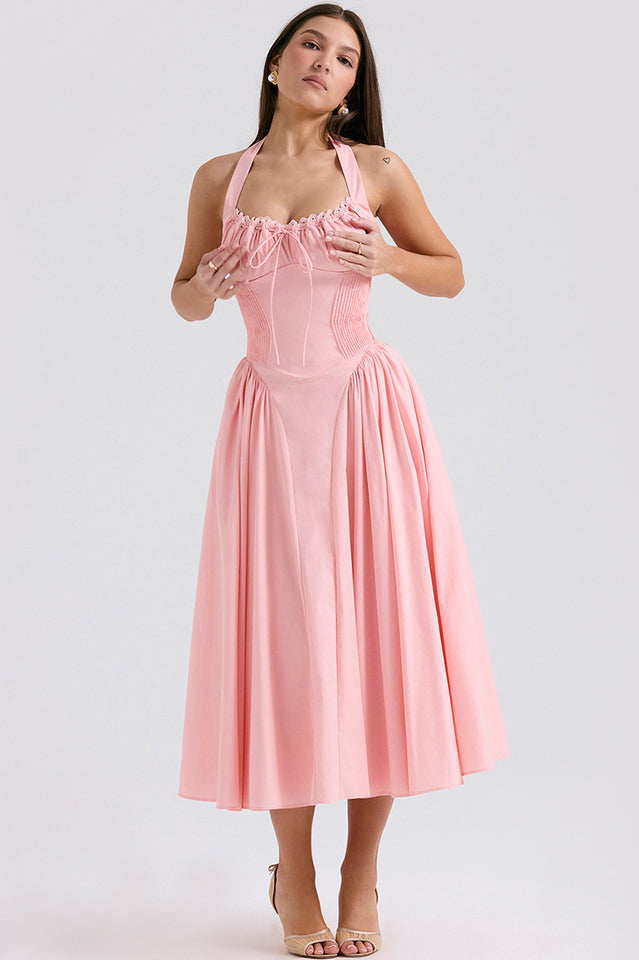 Adabella Cotton Halter Midi Elbise