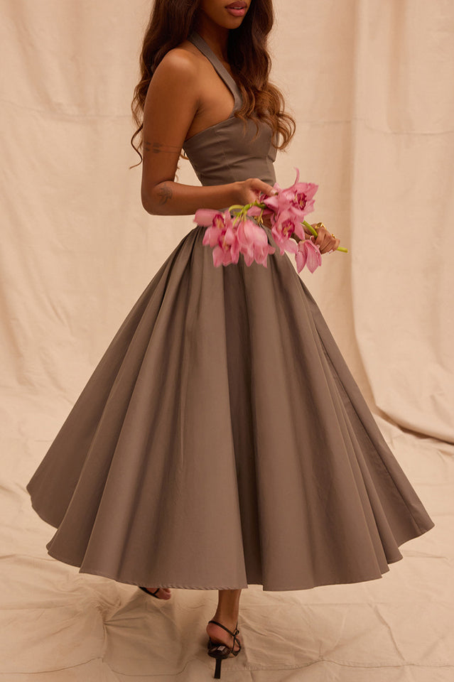 Coquette Scarlet Halter Midi Elbise