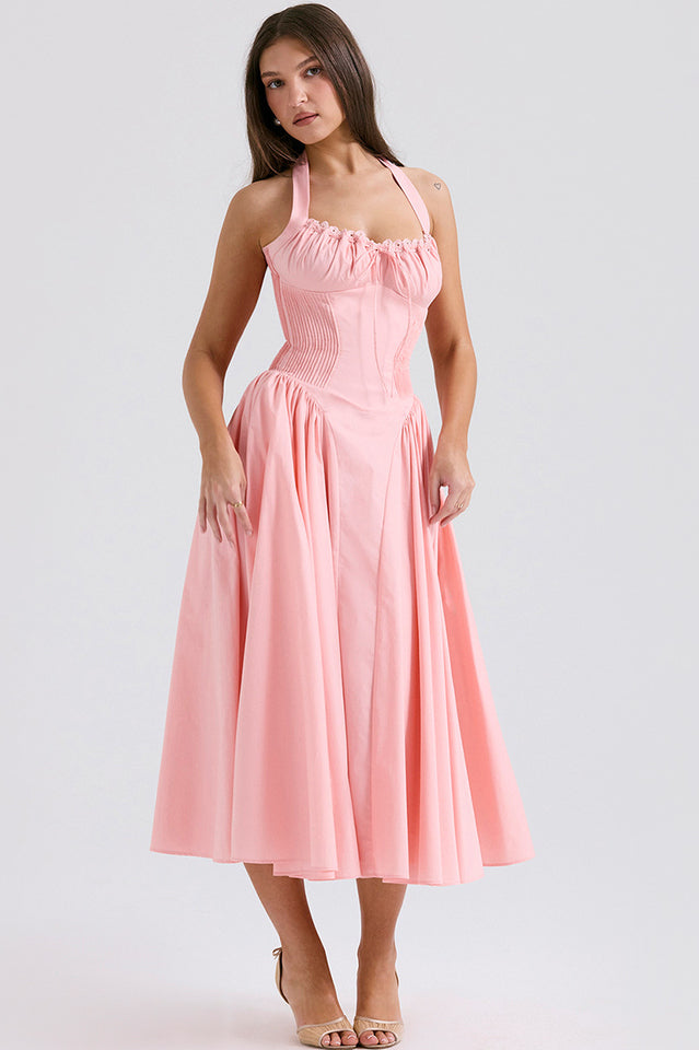 Adabella Cotton Halter Midi Elbise