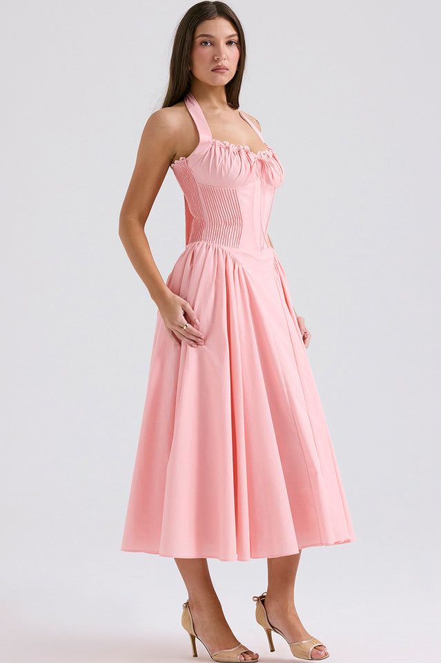 Adabella Cotton Halter Midi Elbise