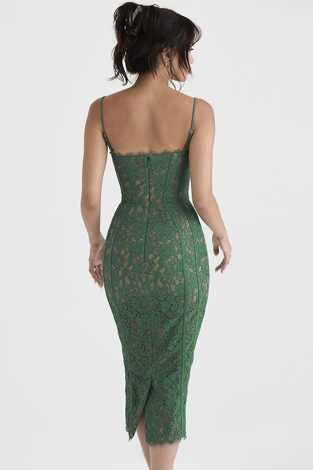 Joelle Forest Lace Midi Elbise