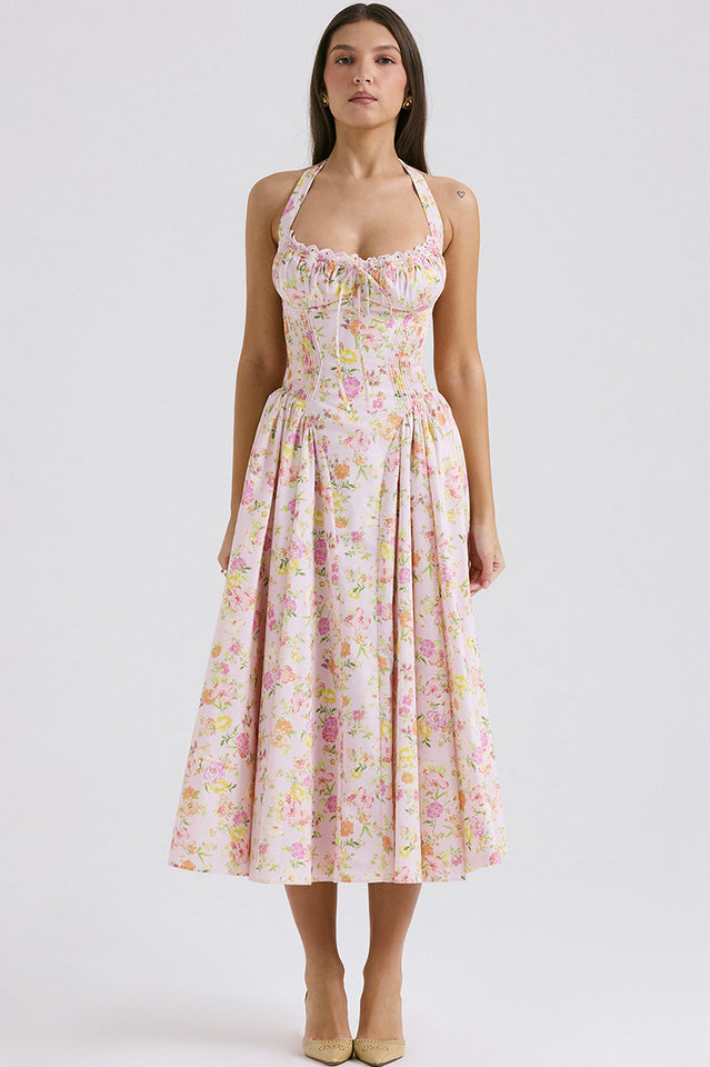 Adabella Cotton Halter Midi Elbise