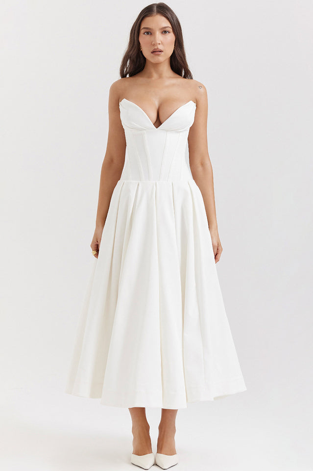 Lady Black Strapless Midi Elbise