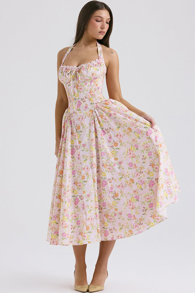 Adabella Cotton Halter Midi Elbise