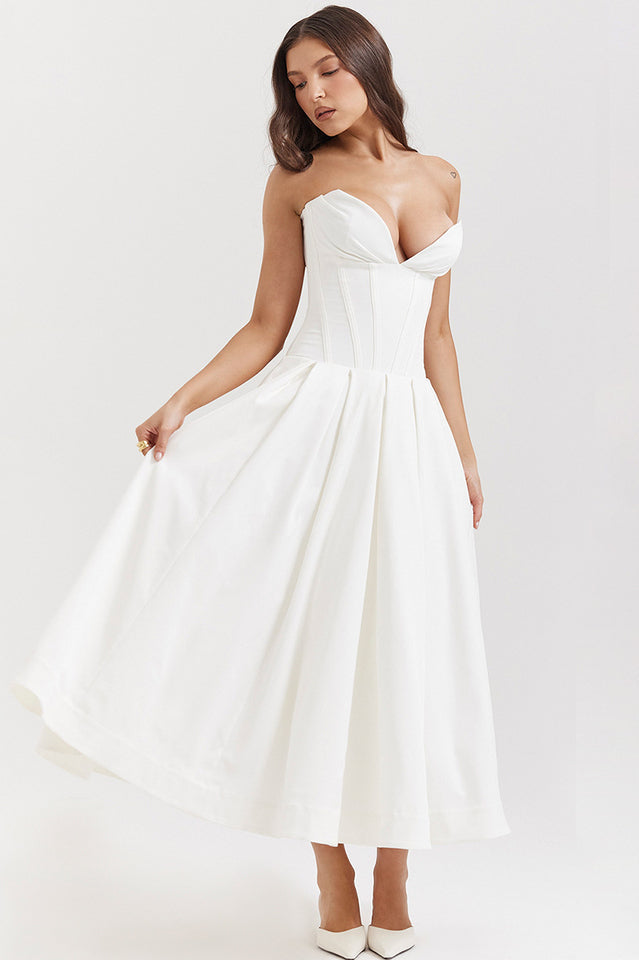 Lady Black Strapless Midi Elbise