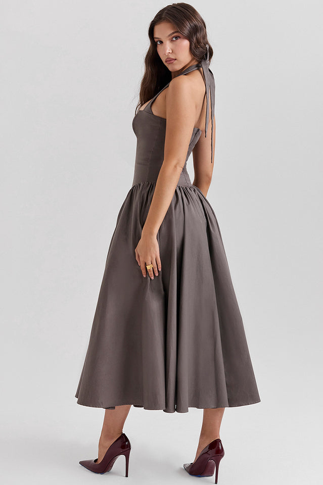 Coquette Scarlet Halter Midi Elbise