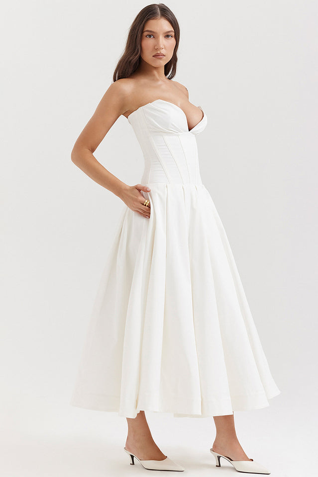 Lady Black Strapless Midi Elbise