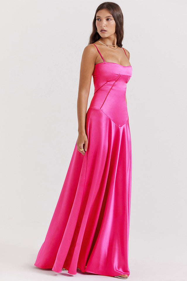 Anabella Black Lace Up Maxi Elbise