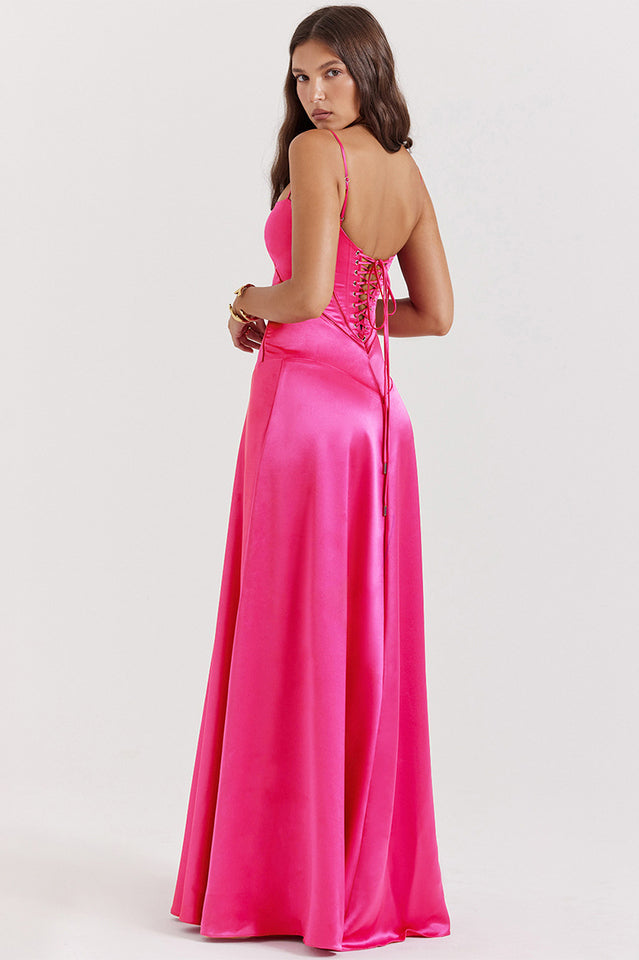 Anabella Black Lace Up Maxi Elbise