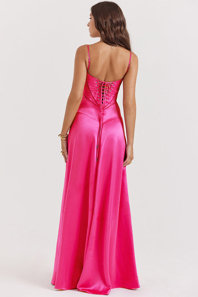 Anabella Black Lace Up Maxi Elbise