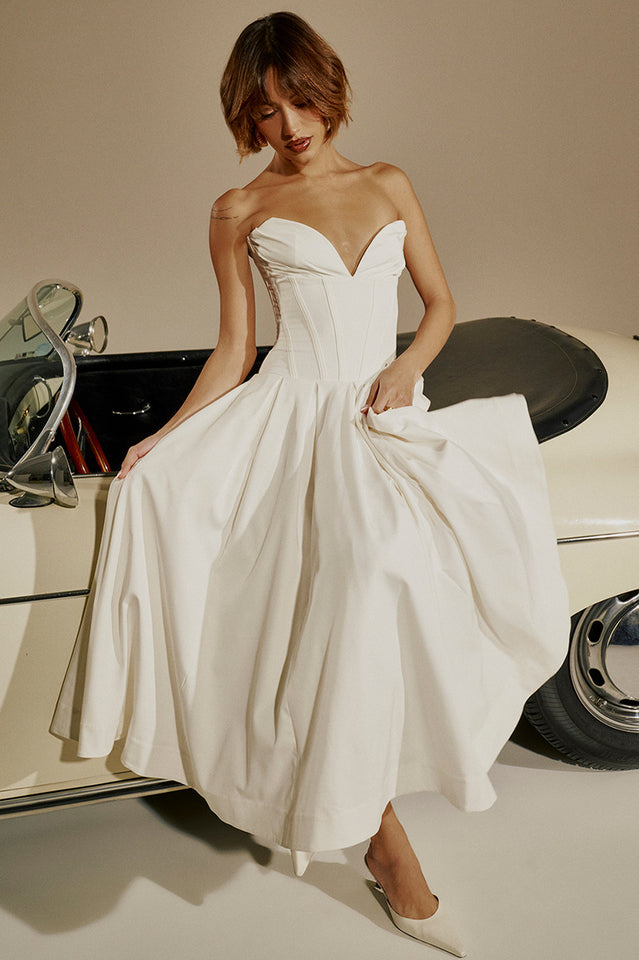 Lady Black Strapless Midi Elbise
