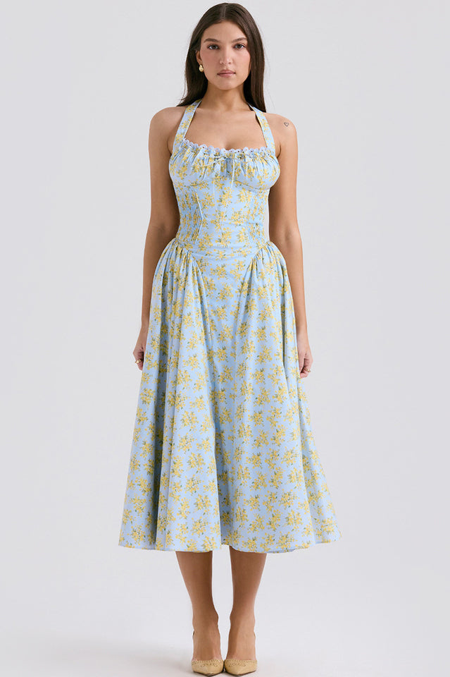 Adabella Cotton Halter Midi Elbise