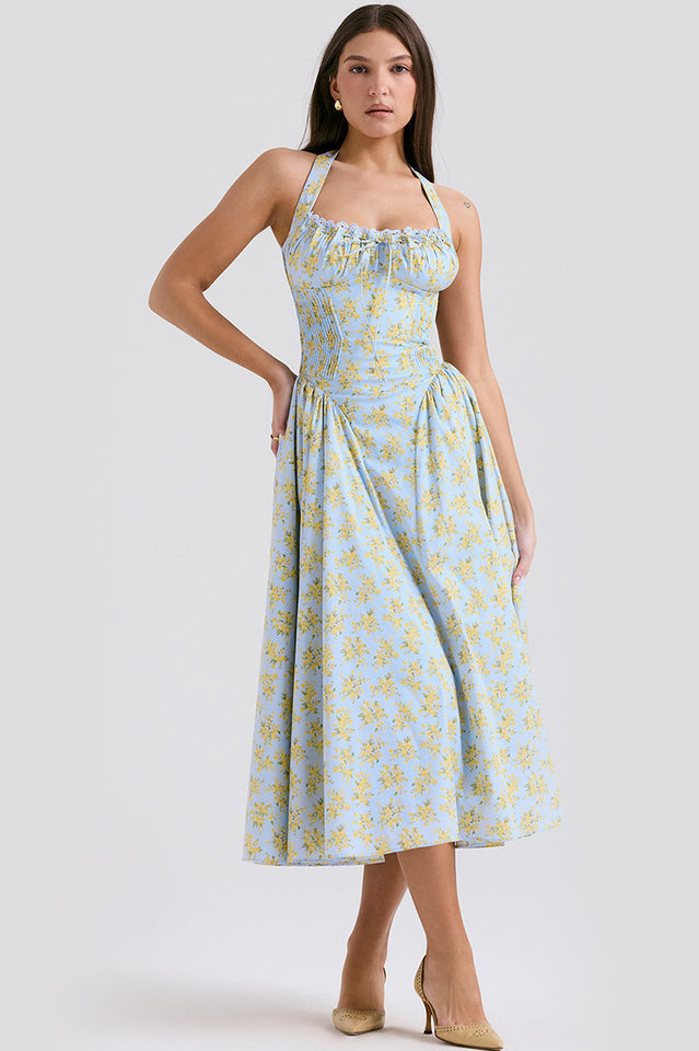 Adabella Cotton Halter Midi Elbise