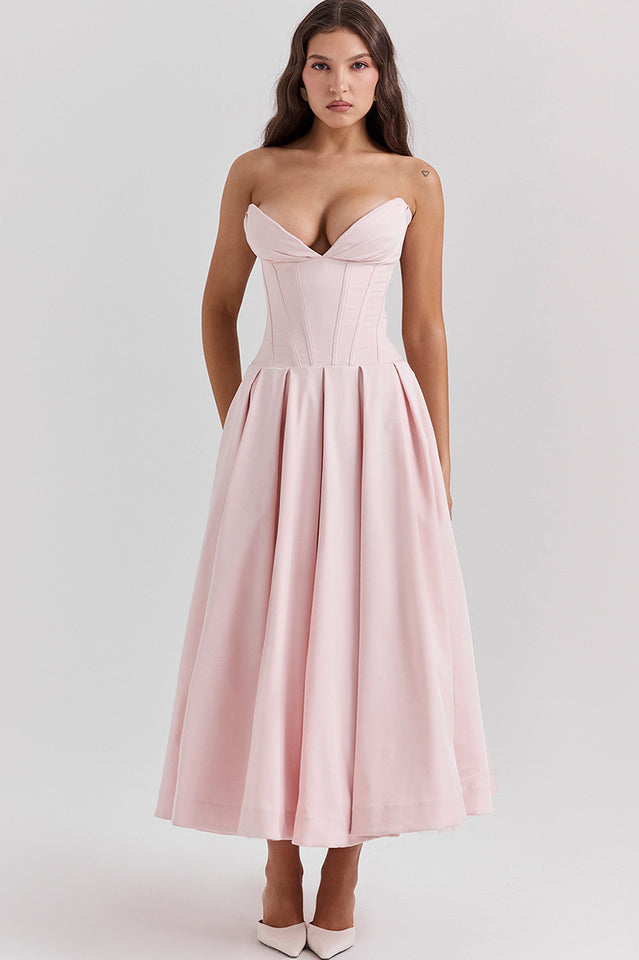 Lady Black Strapless Midi Elbise