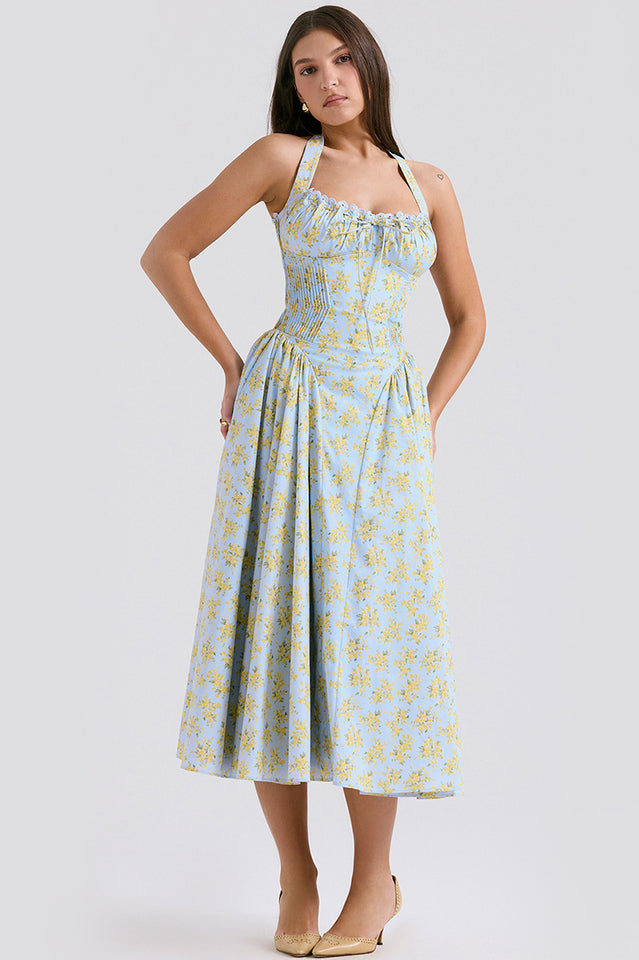 Adabella Cotton Halter Midi Elbise