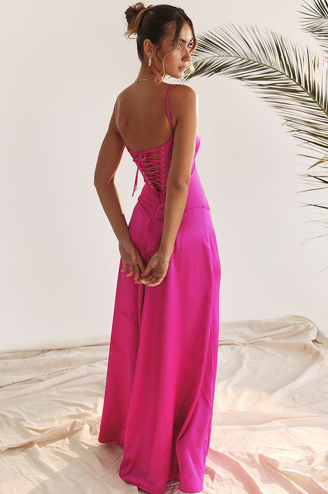 Anabella Black Lace Up Maxi Elbise