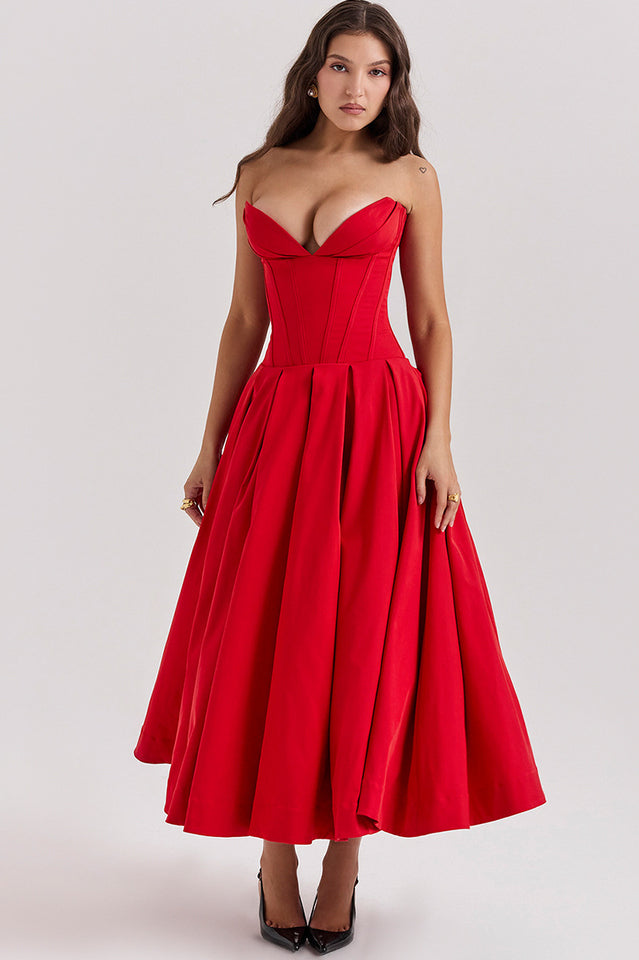 Lady Black Strapless Midi Elbise