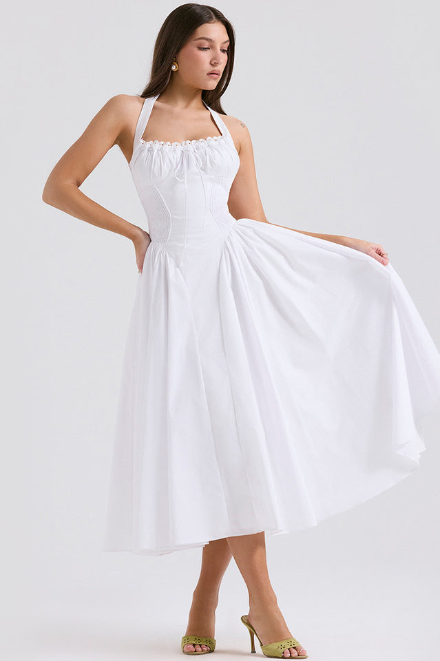 Adabella Cotton Halter Midi Elbise