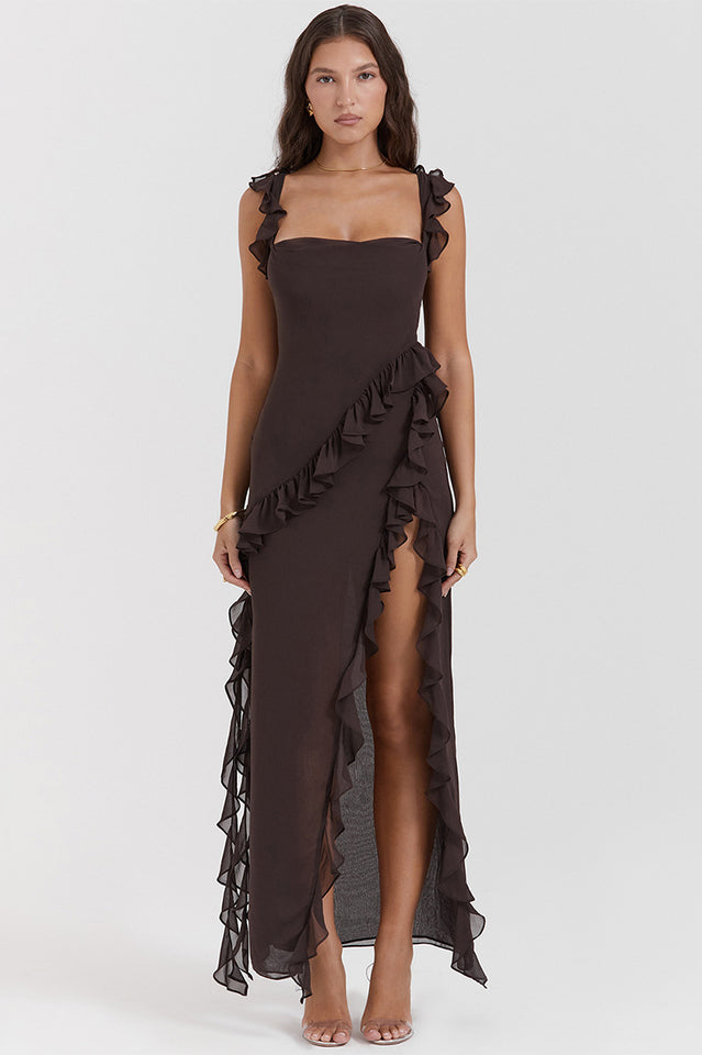 Ariel Cherry Pleated Maxi Elbise
