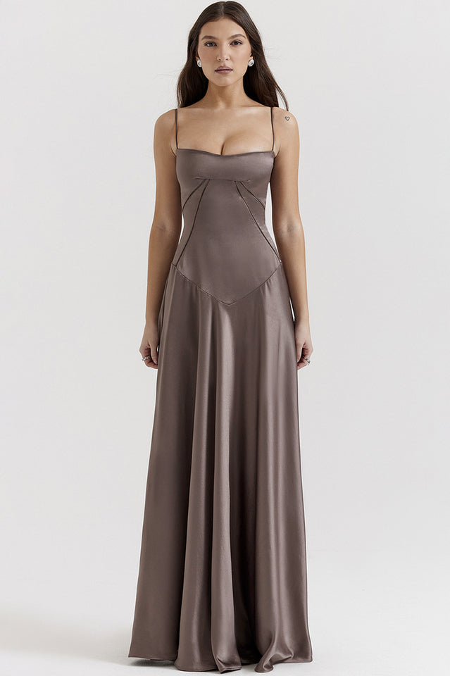 Anabella Black Lace Up Maxi Elbise