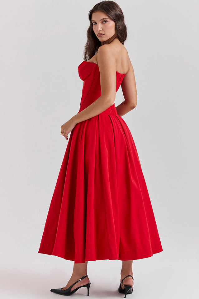 Lady Black Strapless Midi Elbise