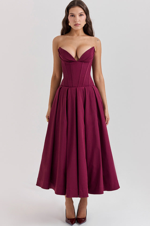 Lady Black Strapless Midi Elbise