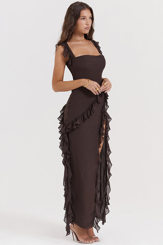 Ariel Cherry Pleated Maxi Elbise