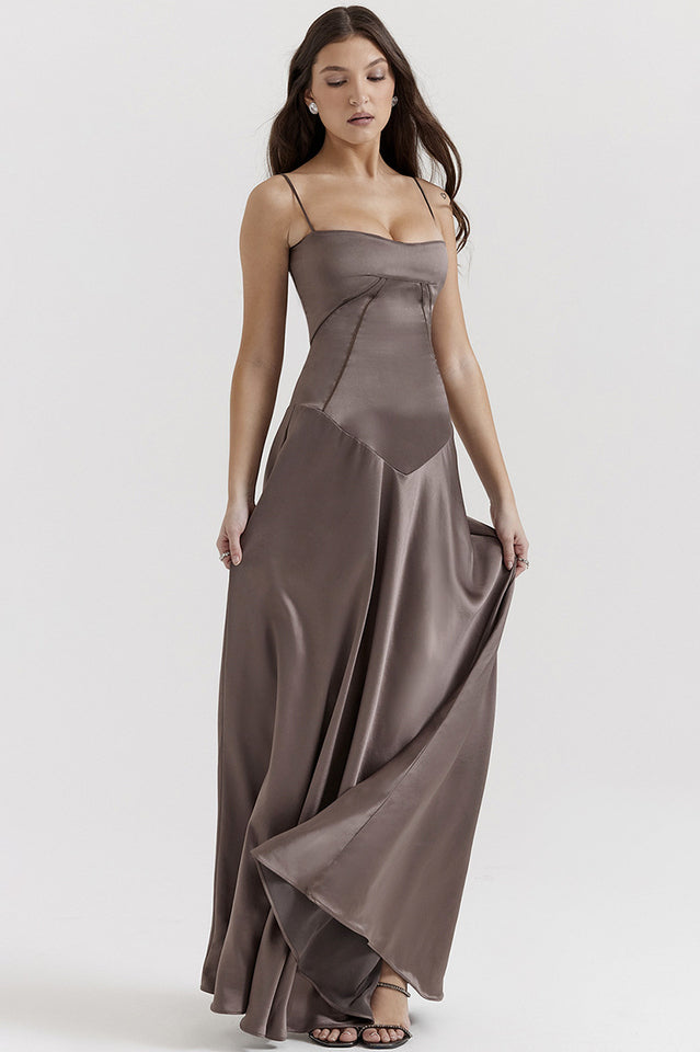 Anabella Black Lace Up Maxi Elbise