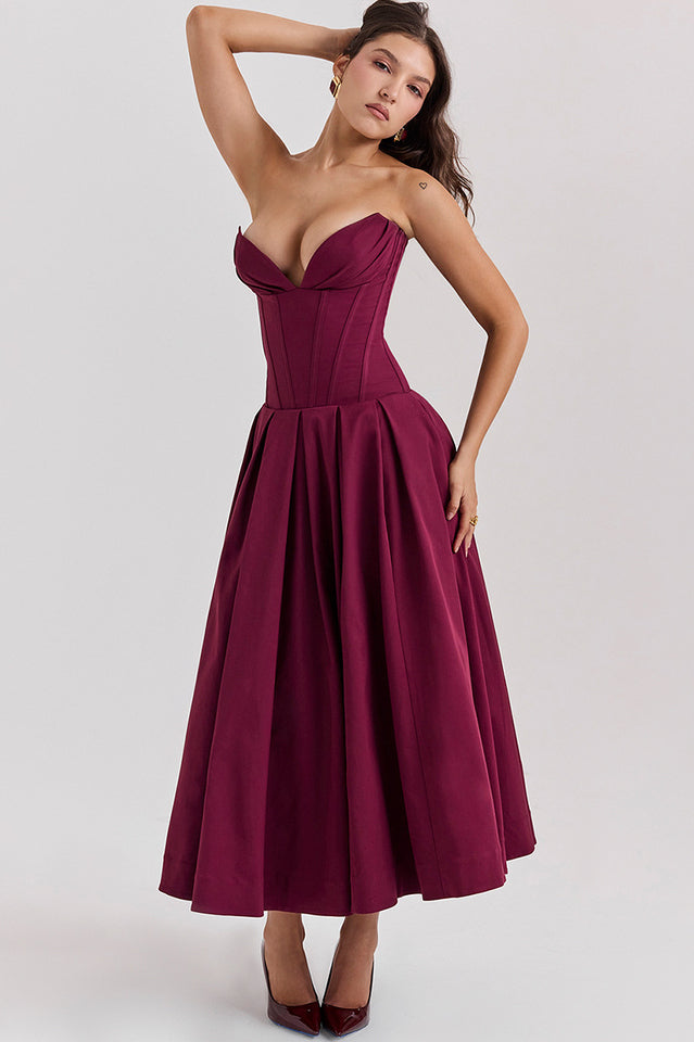 Lady Black Strapless Midi Elbise