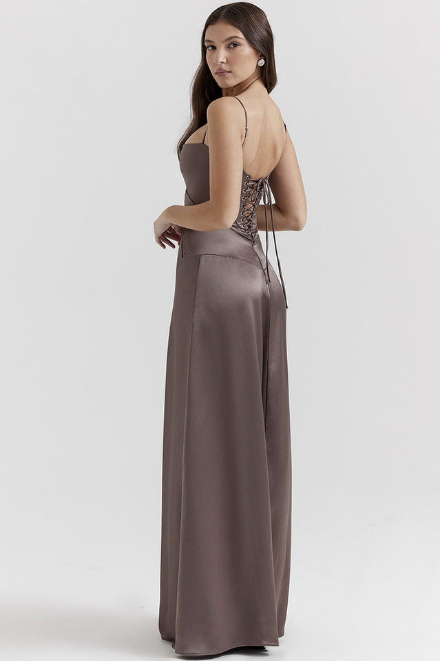 Anabella Black Lace Up Maxi Elbise
