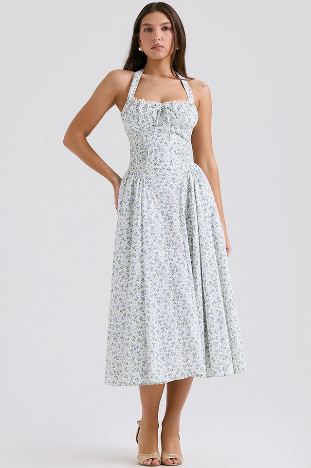 Adabella Cotton Halter Midi Elbise