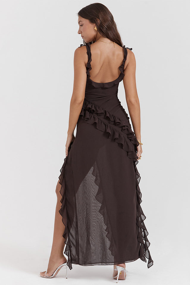 Ariel Cherry Pleated Maxi Elbise