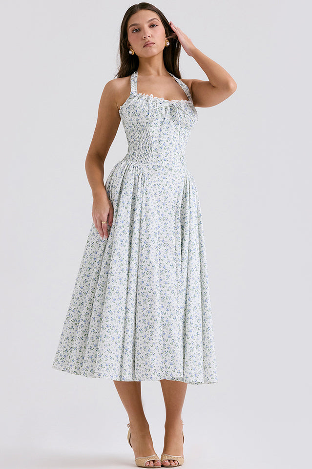 Adabella Cotton Halter Midi Elbise