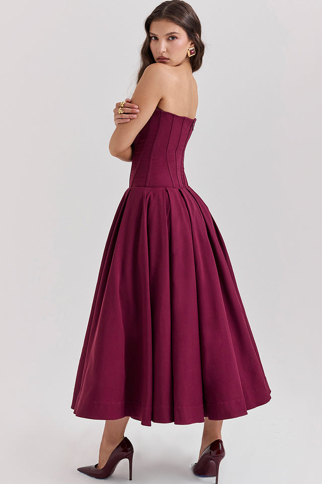 Lady Black Strapless Midi Elbise