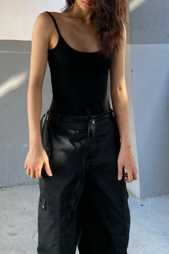 Solid Open Back Cutout Clip Bodysuit