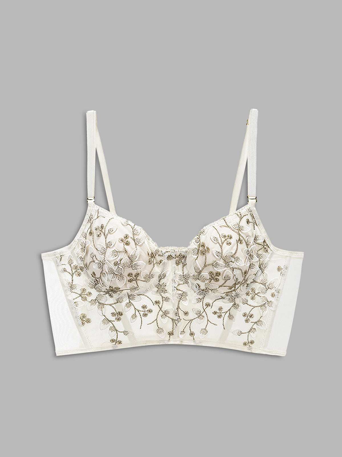 Floral Mesh Lace Crop Corset Üst