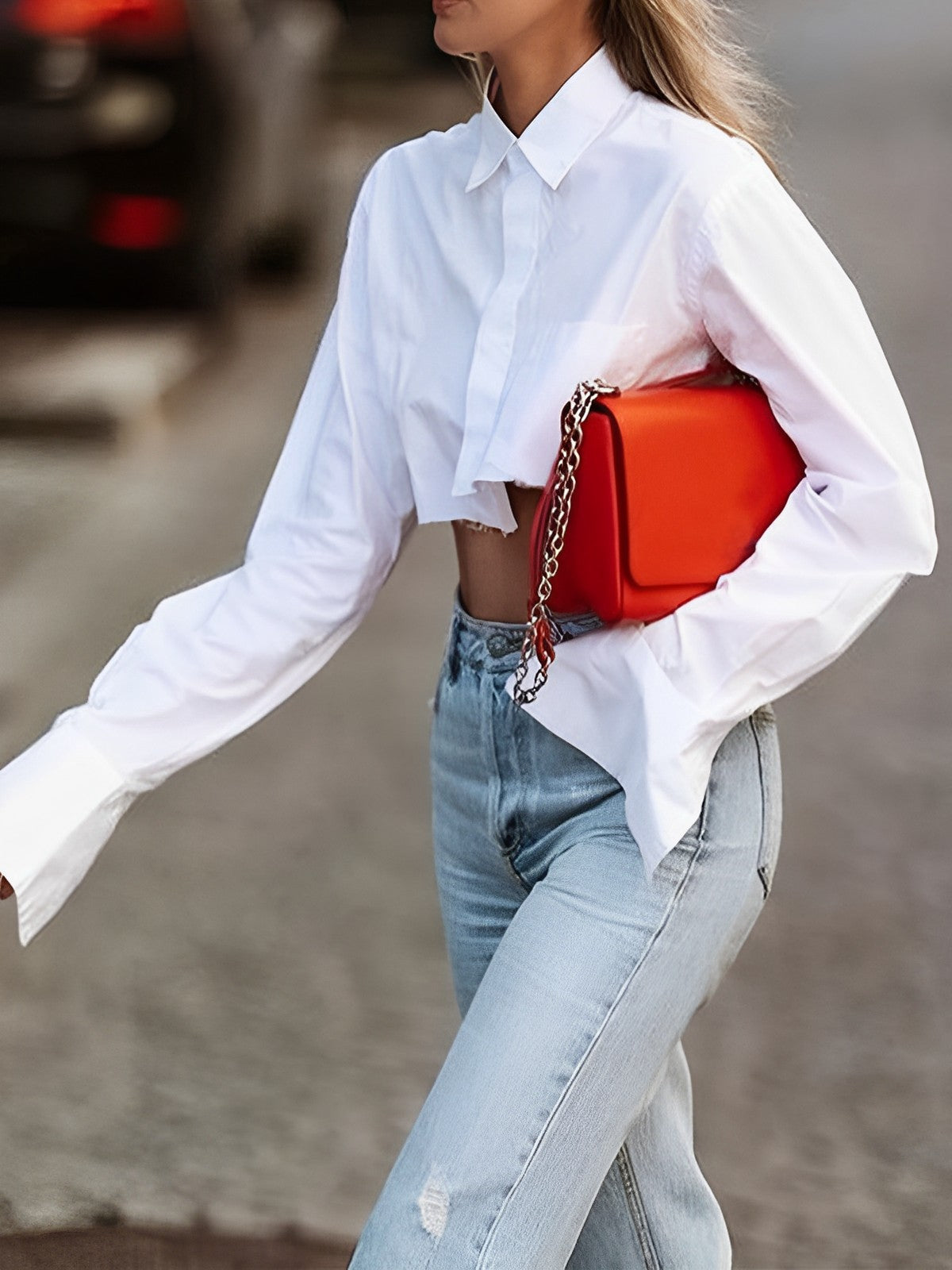 Asymmetrical Cotton Crop Gömlek