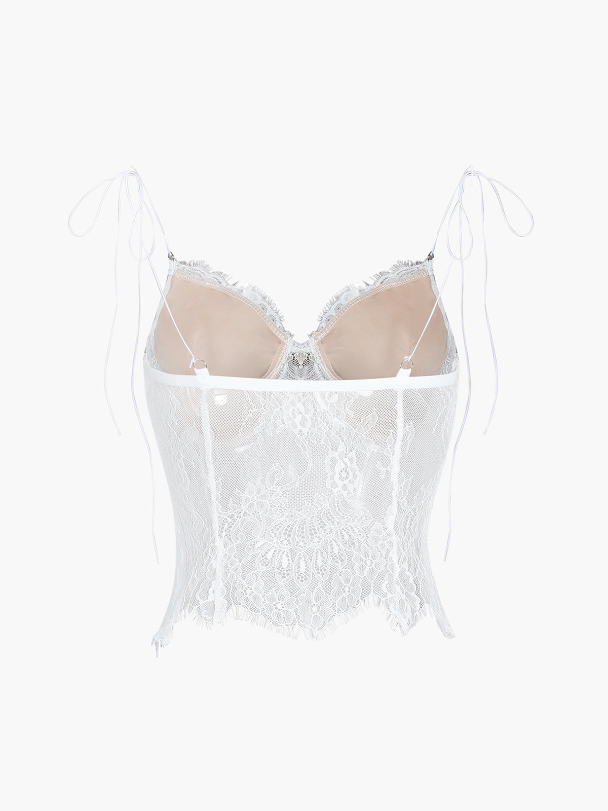 Tie Shoulder Floral Lace Crop