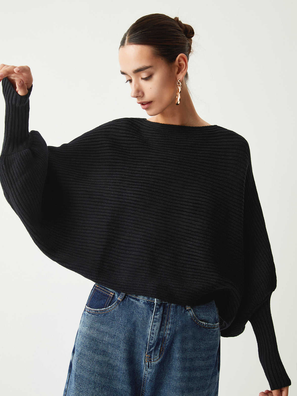 Slouchy Oversized Rib Crop Kazak