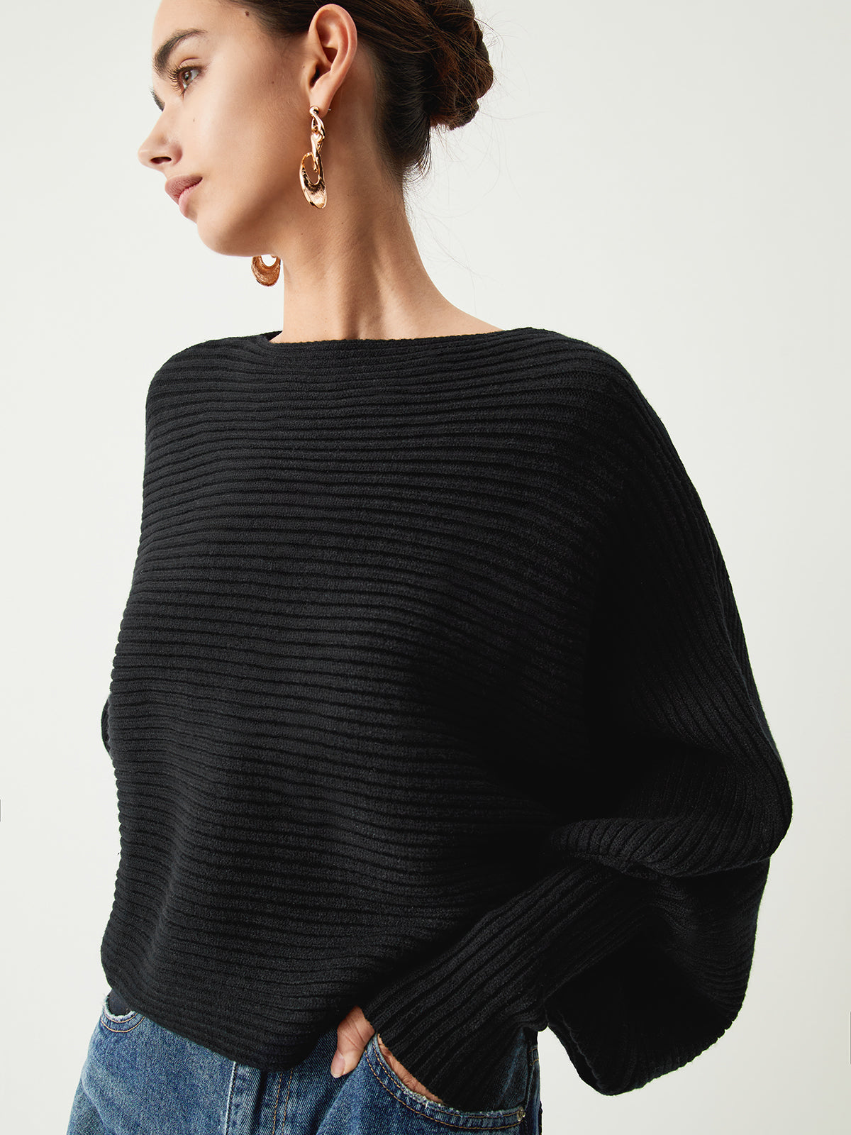 Slouchy Oversized Rib Crop Kazak