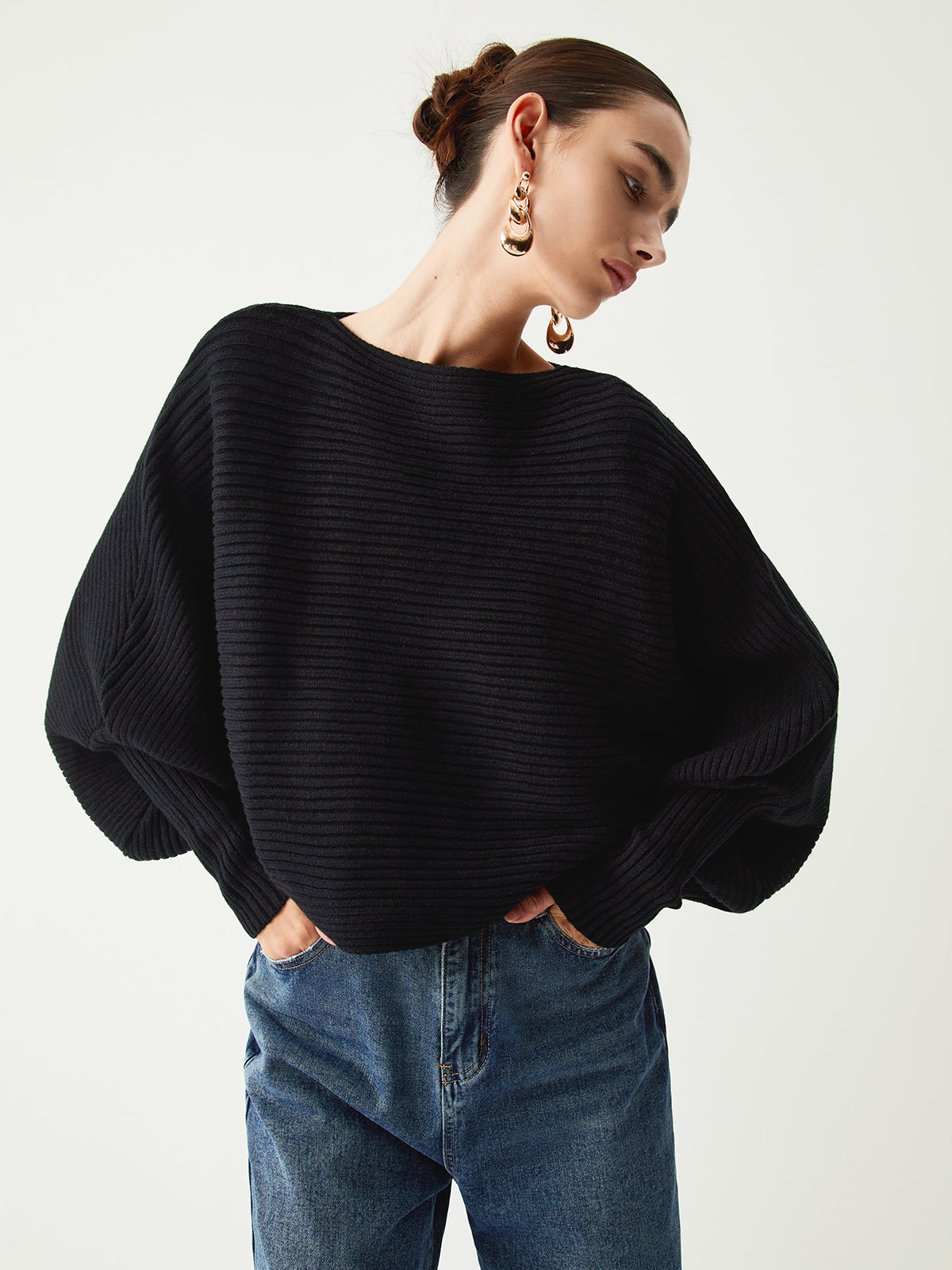 Slouchy Oversized Rib Crop Kazak