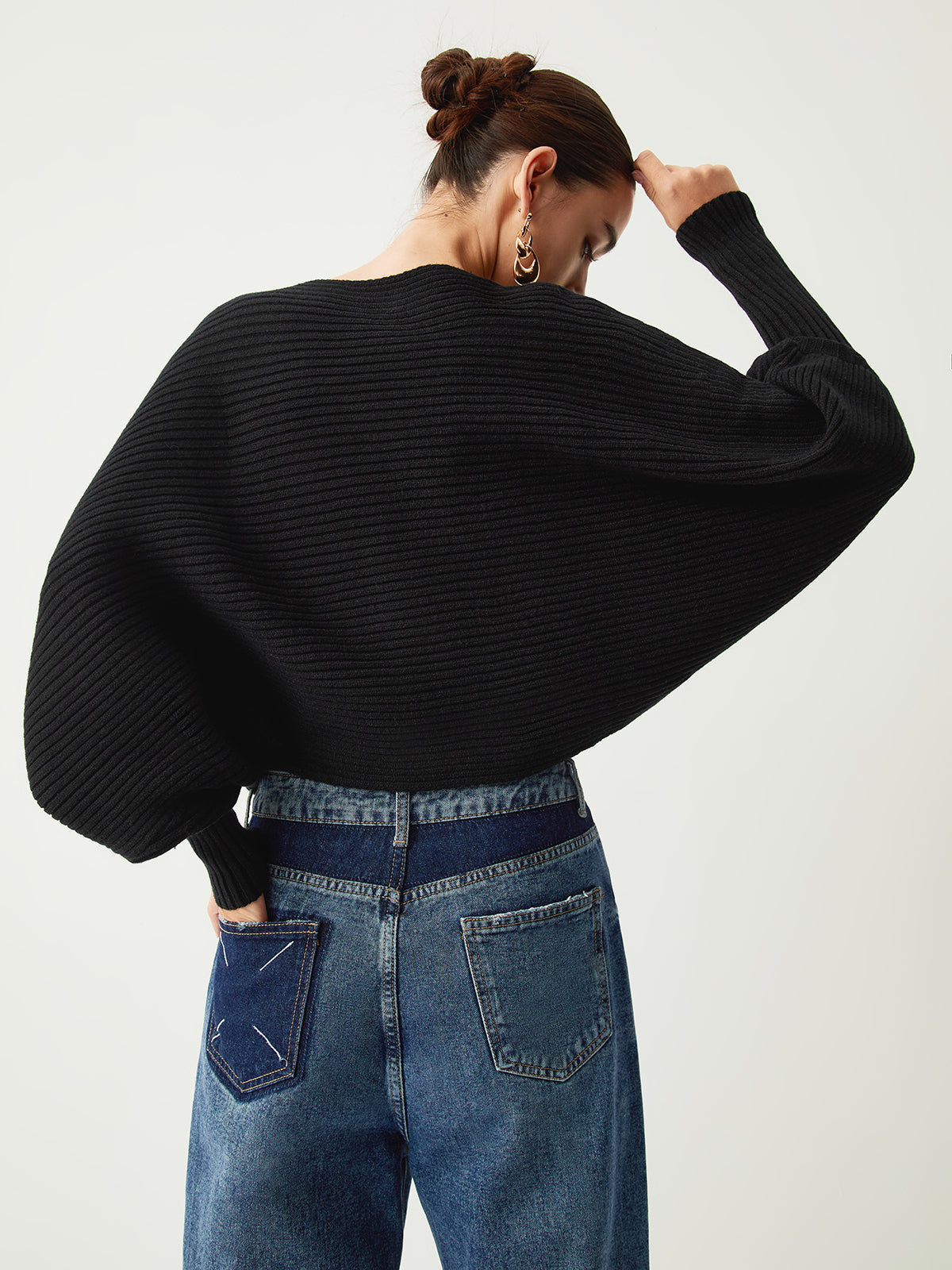 Slouchy Oversized Rib Crop Kazak